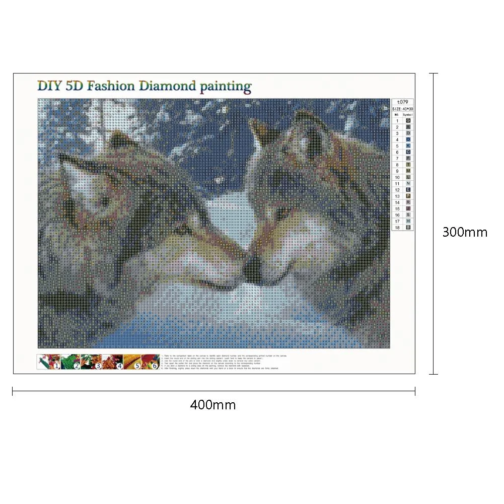 Diamond Painting - Full Round Drill - Kissing Wolves(40*30cm)