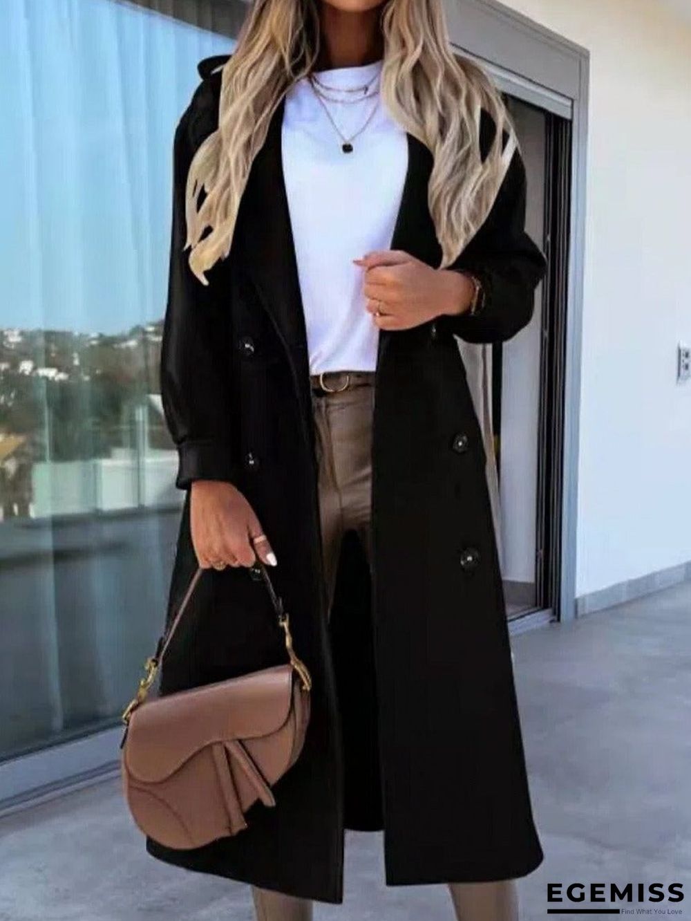 Casual Solid Color Long-Sleeved Lapel Coat | EGEMISS