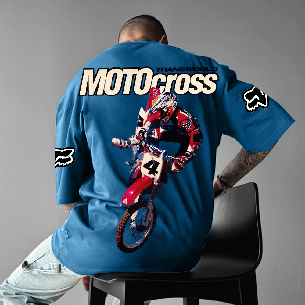 Unisex Motocross Team Logo Print Oversized T-Shirt / TECHWEAR CLUB / Techwear