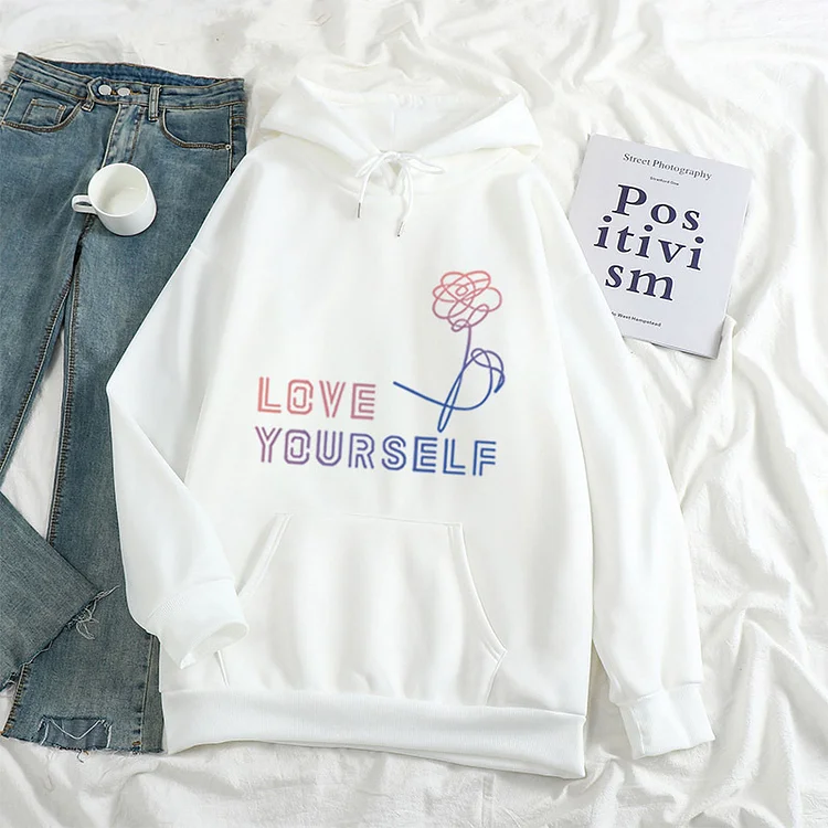 Love Yourself Loose Candy Color Hoodie