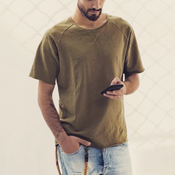 Men's Casual Loose Basic Solid T-Shirt