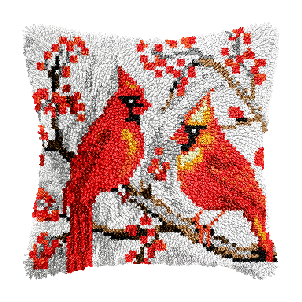 43x43cm Bird DIY Latch Hook Pillowcase Latch Hook Cushion Pillowcase for Adults