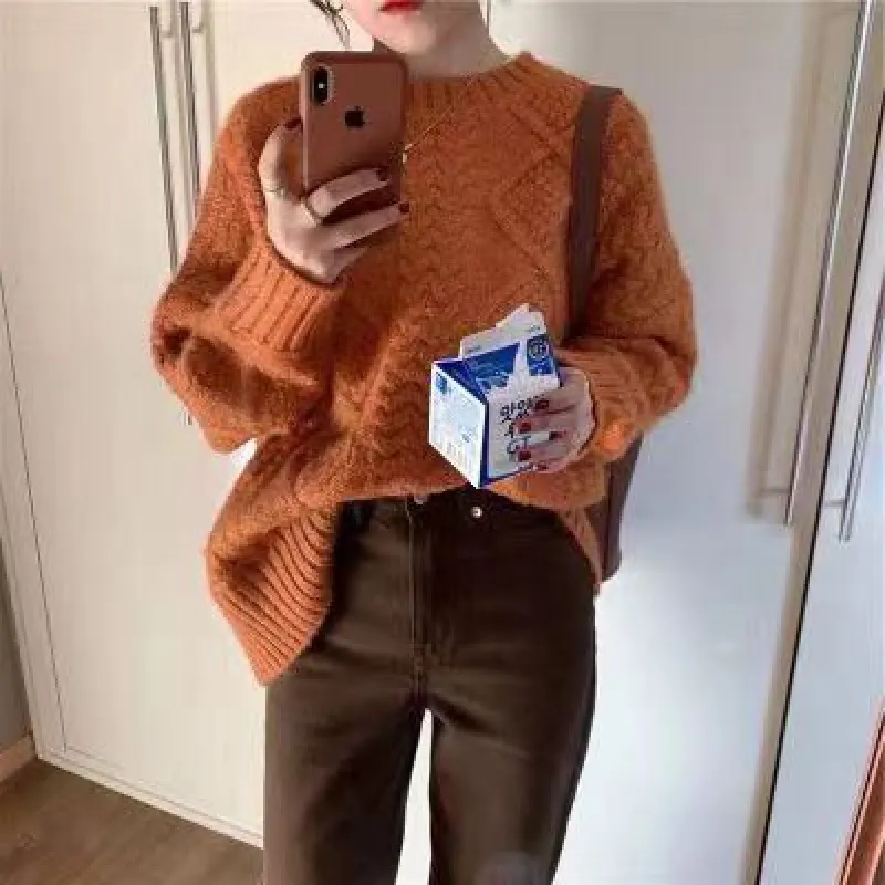 Uveng Uveng Sweater Women Wear A Cover For The Autumn And Winter Outside The Loose 2023 New Lazy Leprosy Explosive Winter Thick Inside