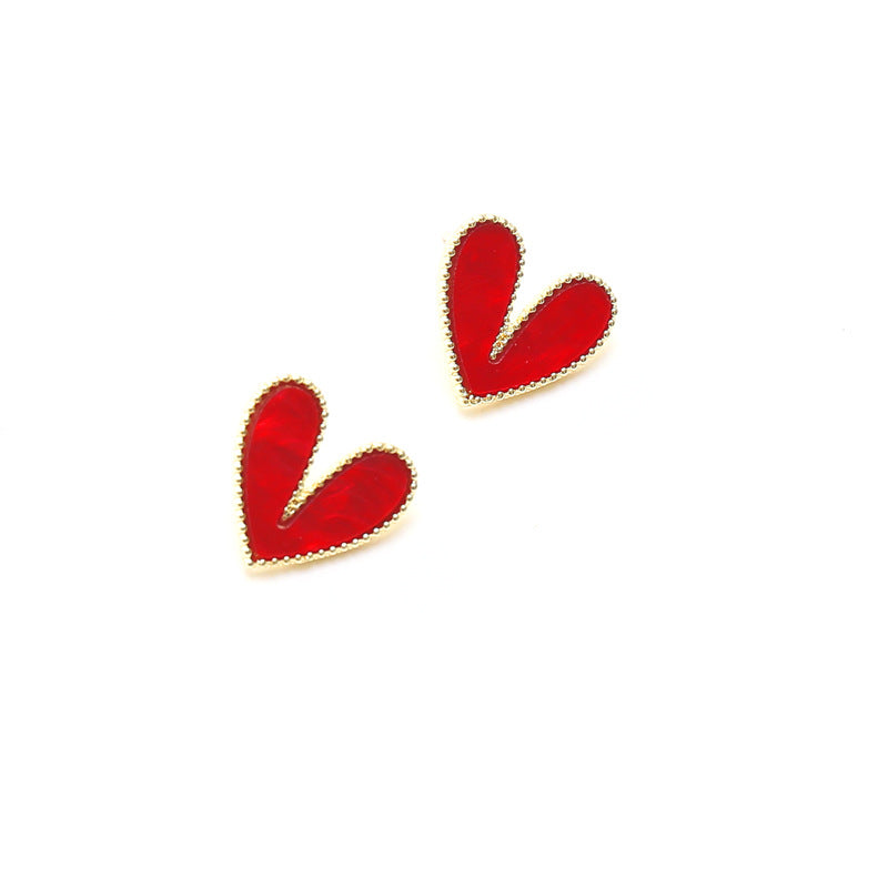 2 Pieces Women Heart Alloy Electroplating Stud Earrings