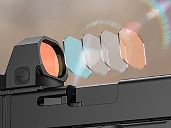 This reflex sight has an anti-reflective multi-coated lens.
