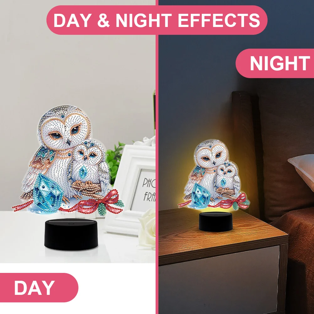 DIY Owl Butterfly Diamonds Painting Table Lamp 5D Diamond Painting Night Light