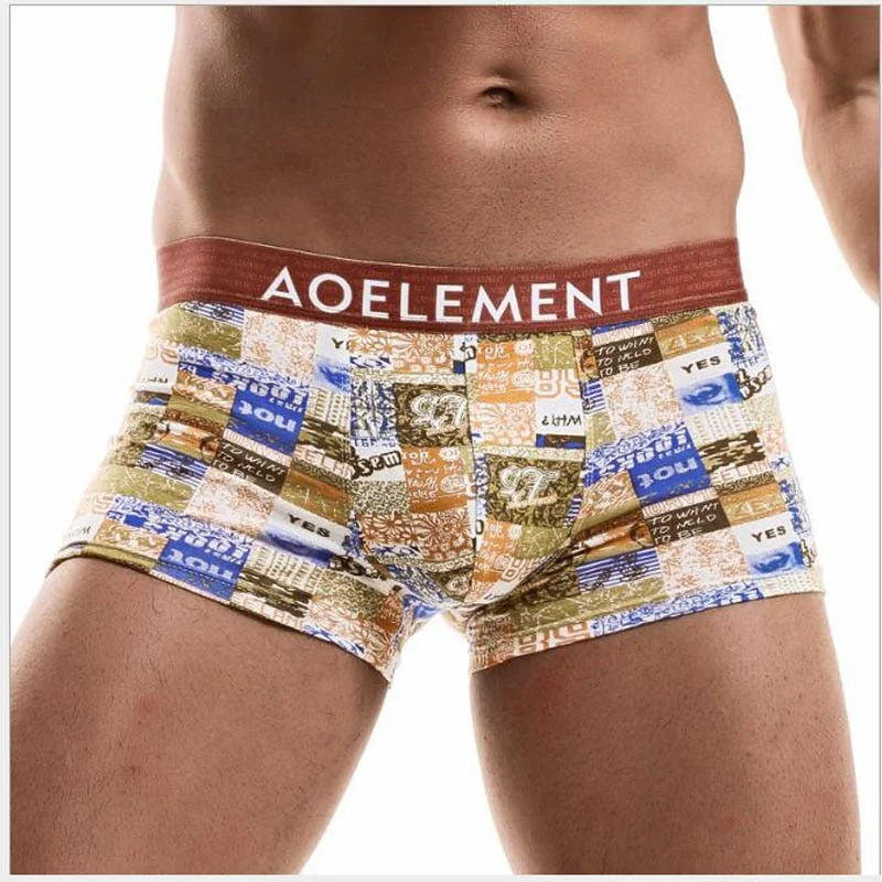 Aonga 2022 Personality trend boxers, modal print boxers, men's underwear, breathable and comfortable mid-waist pants