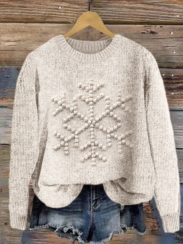 Snowflake Crochet Jacquard Cozy Knit Sweater