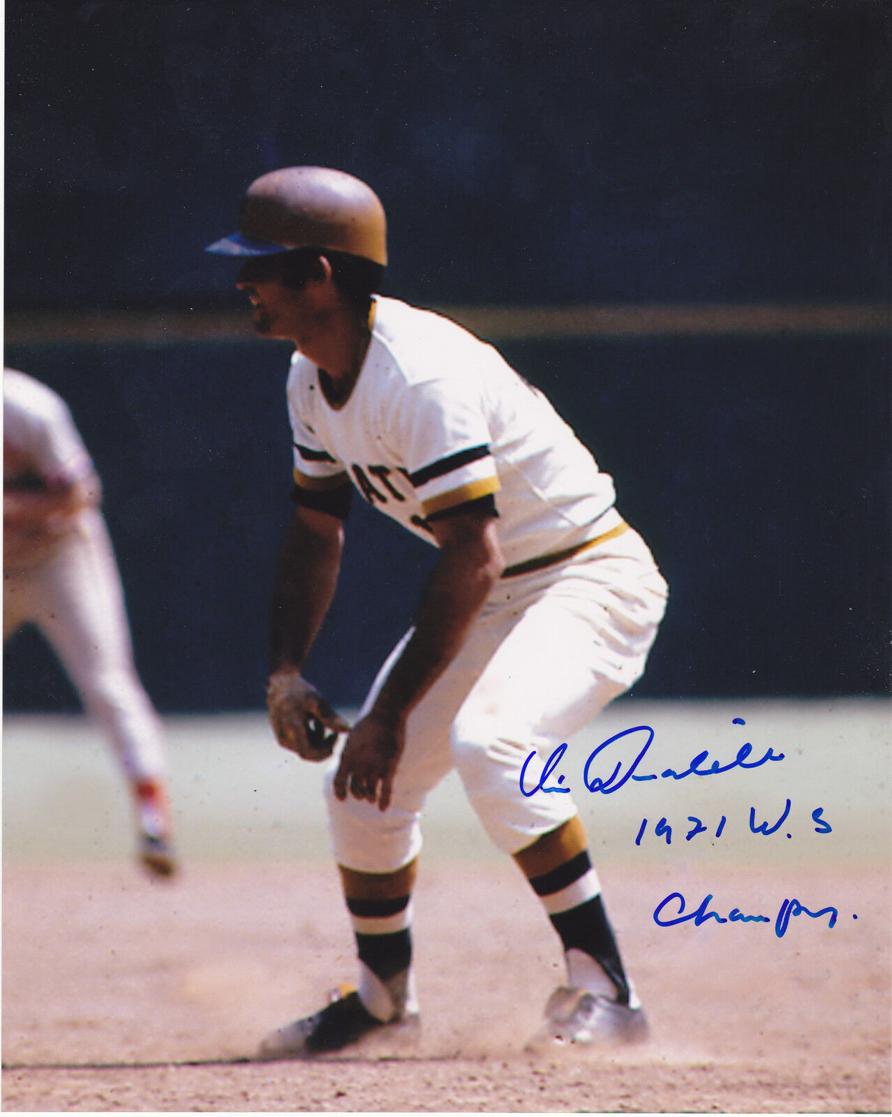 VIC DAVALILLO PITTSBURGH PIRATES 1971 WS CHAMPS ACTION SIGNED 8x10