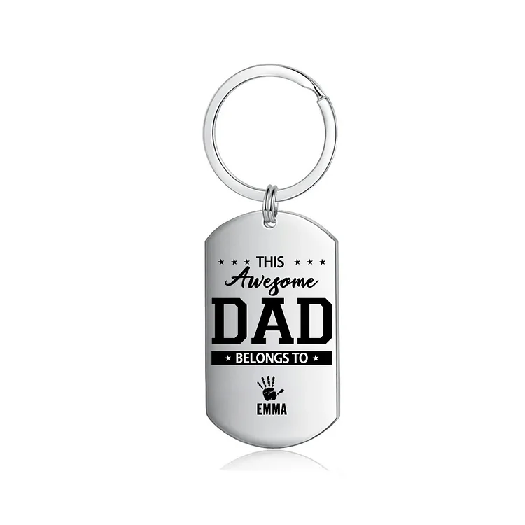Personalized Family Keychain Custom 1 Handprint Keyring Father's Day Gifts