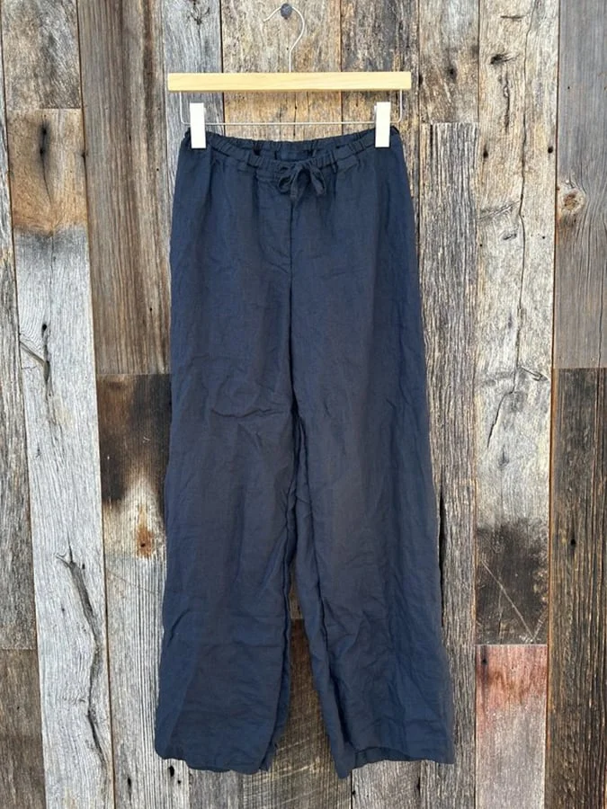 Women's Linen Elastic Waist Straight Leg Pants