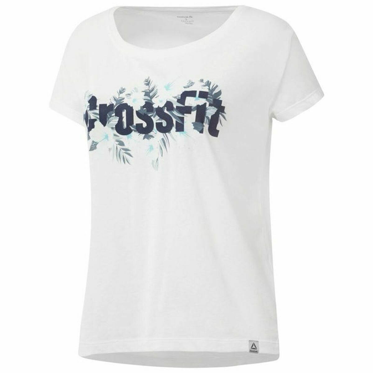 Women&rsquo;s Short Sleeve T-Shirt Reebok Floral Easy Crossfit White