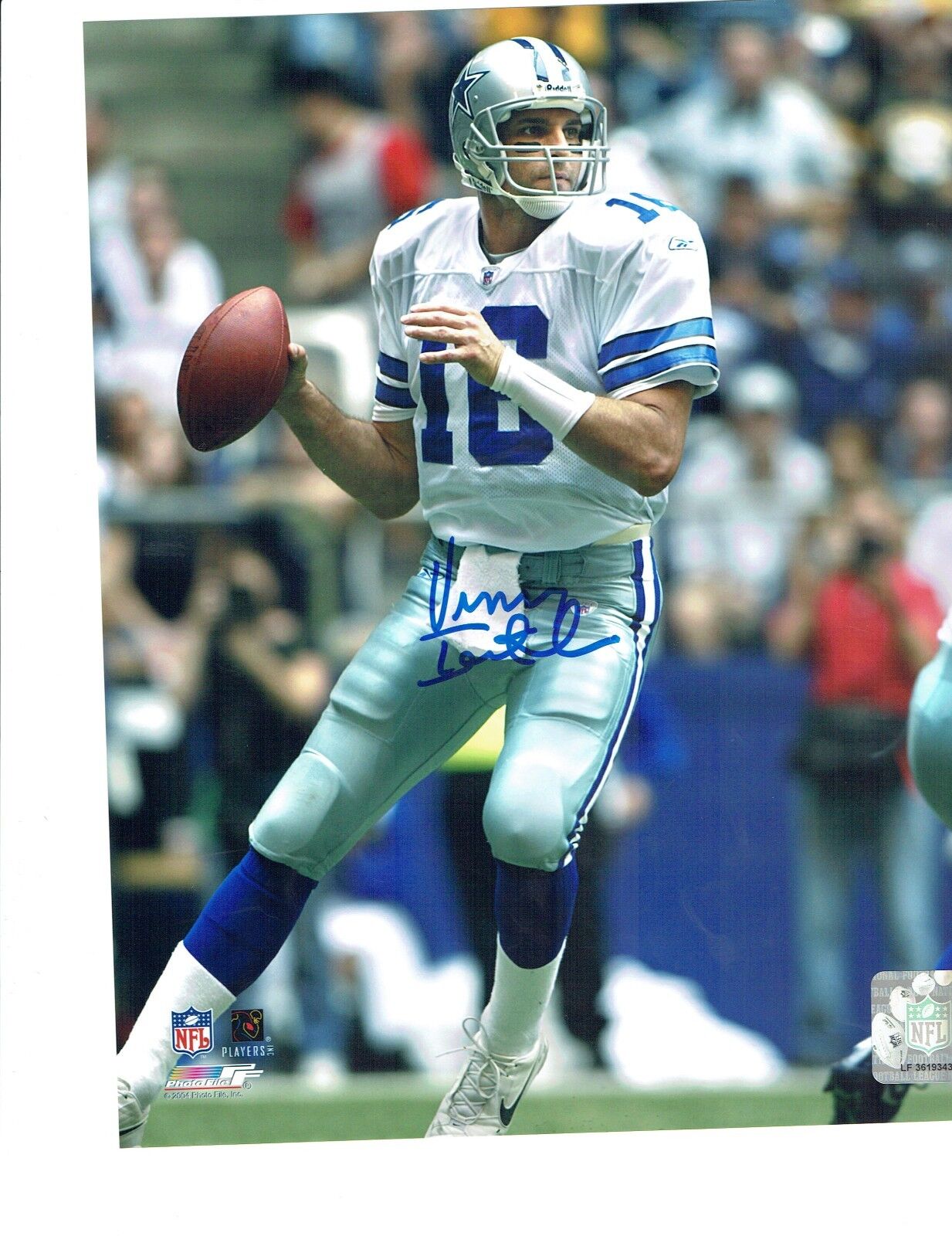 Signed 8x10 Vinny Testeverde Dallas Cowboys Autographed Photo Poster painting - w/COA