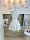 Summer Women Bow A-Line Dress Spaghetti Strap Solid Color Frocks Dress Square Neck Party Tunic Korean Preppy Evening