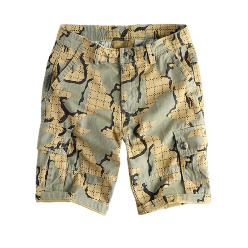 Men's Retro Print Multi-Pocket Cargo Shorts