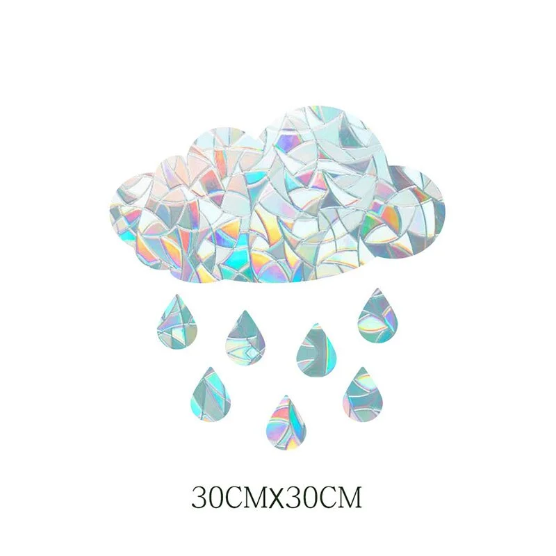 9pcs Electrostatic Glass Stickers Cat Hummingbird Trumpet Rainbow Prism PVC Glue-free Window Film Removable Glass Window Grilles