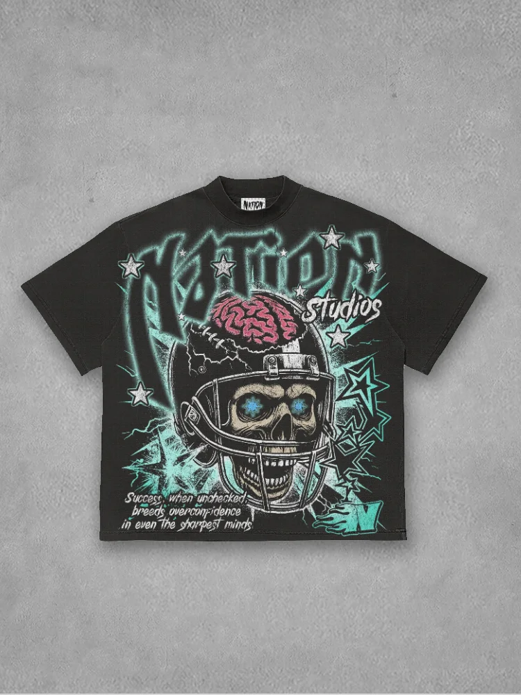 Explosive Power Skull Pattern 100% Cotton Short Sleeve T-shirt
