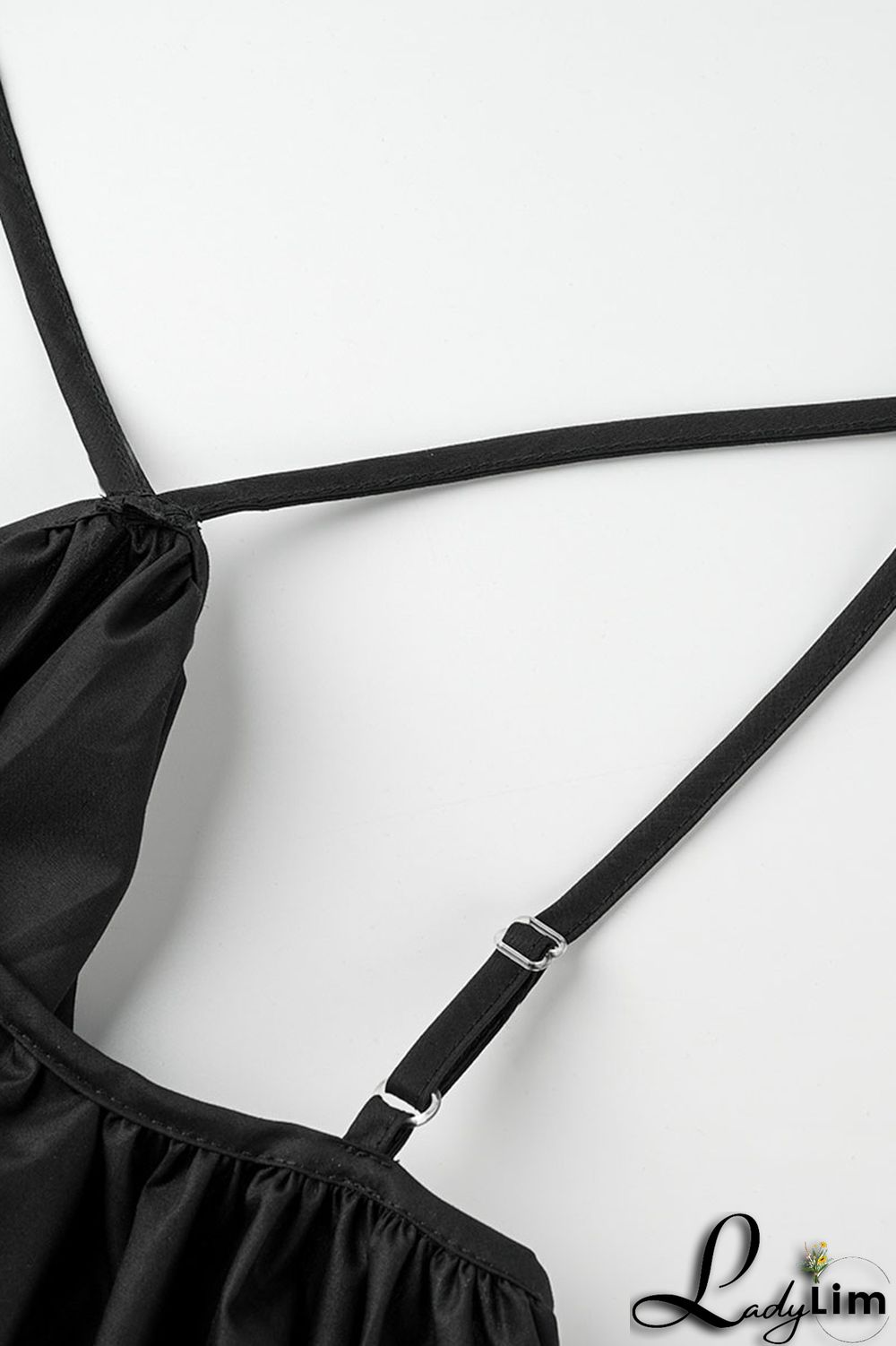 Black Sexy Solid Patchwork Halter Dresses