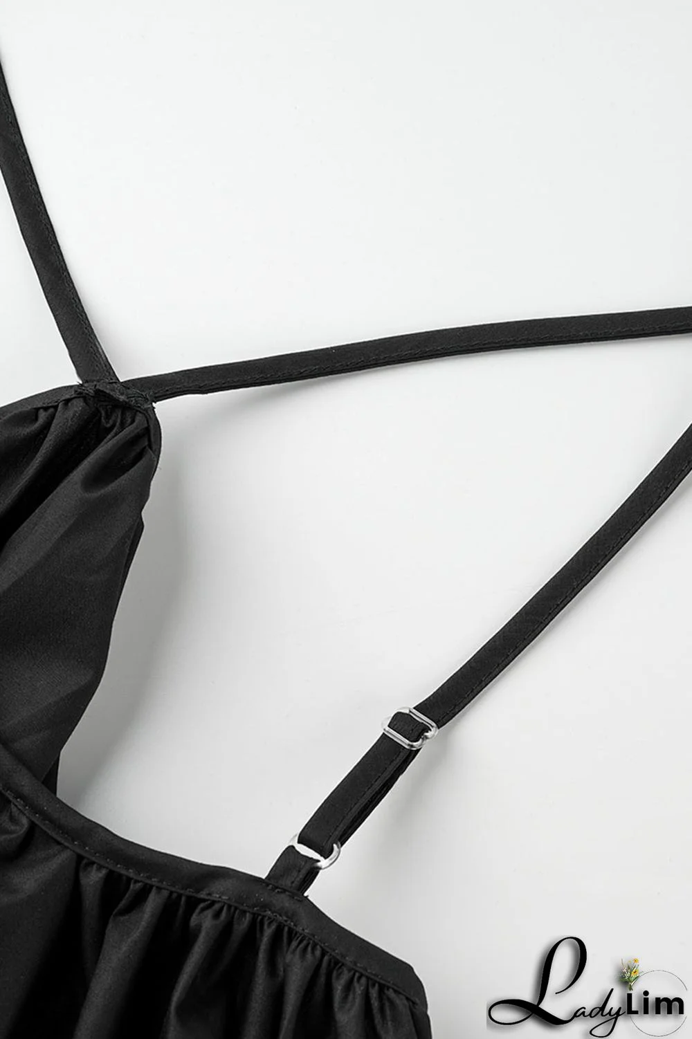 Black Sexy Solid Patchwork Halter Dresses