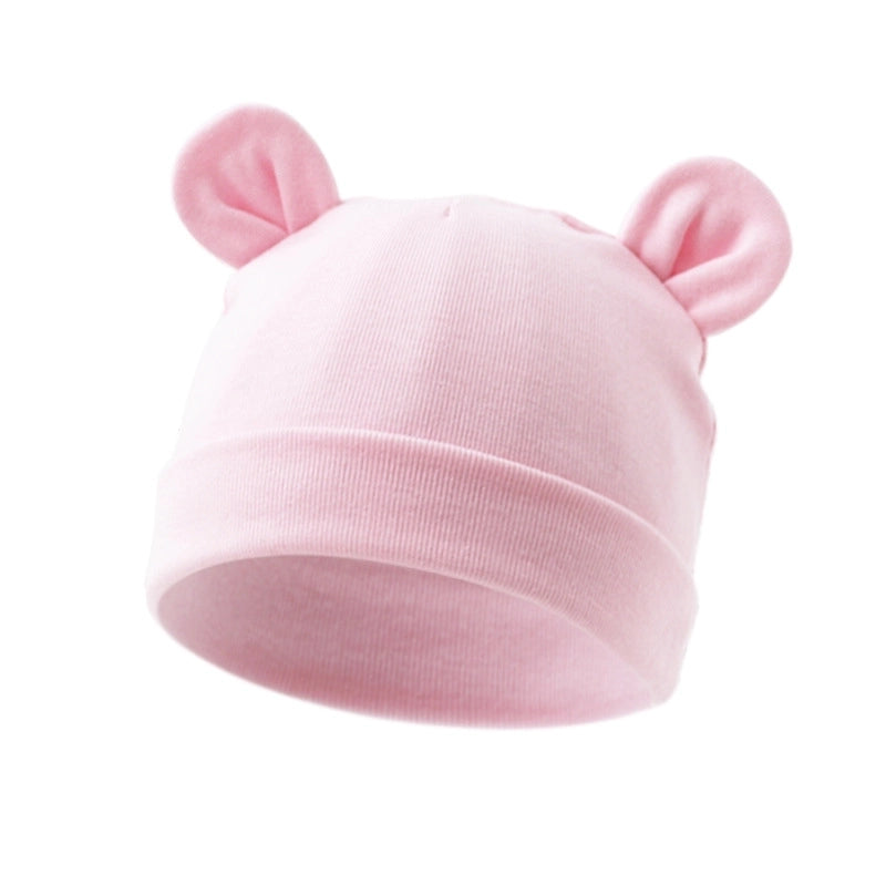 New Infant Fetal Cap Newborn Head Cap Solid Color Ear Hat Boys And Girls Baby Hat A54