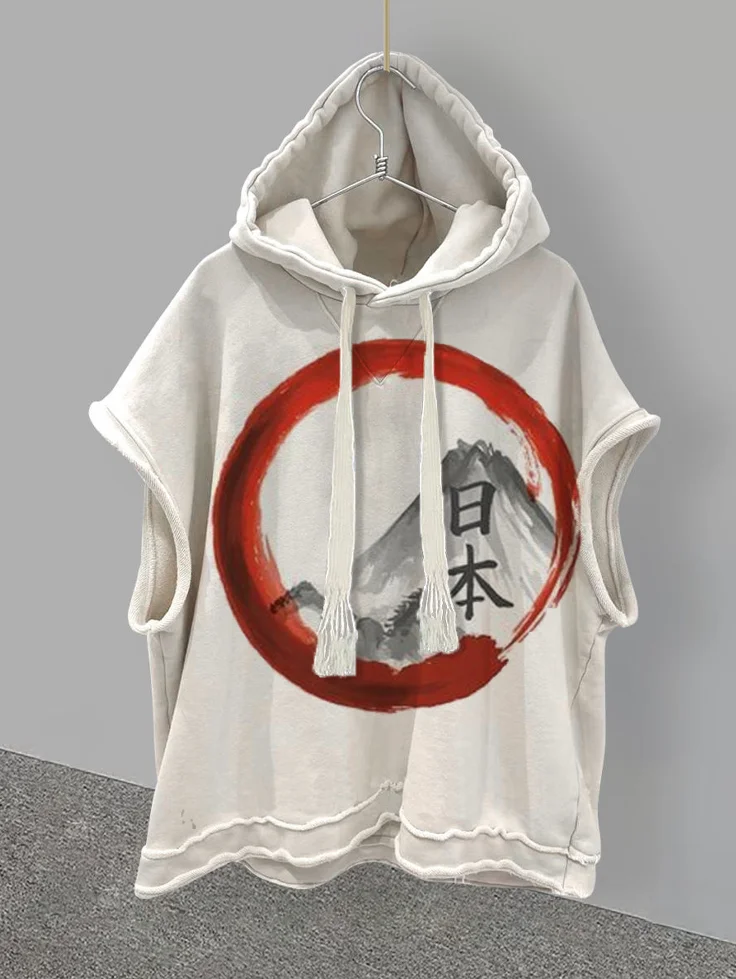 Men's Mount Fuji Print Hooded Tank Top