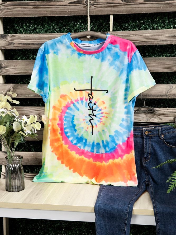 Faith Printed Tie-Dye T-shirt
