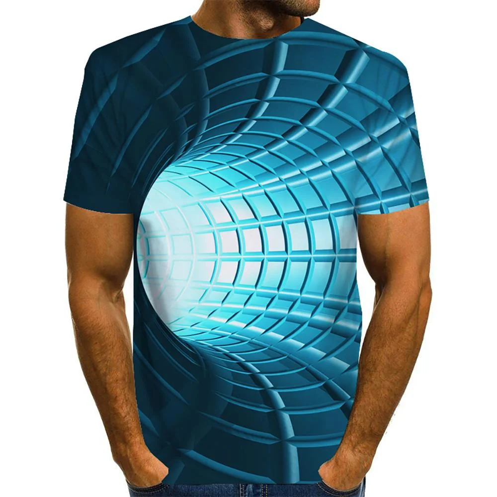 3D Graphic Printed Short Sleeve Shirts TUNNEL THRU THE AIR