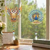 2Pcs Diamond Painting Acrylic Double Sided Owls and Peacocks Wind Chime Suncatcher with Crystal Hanging Pendant