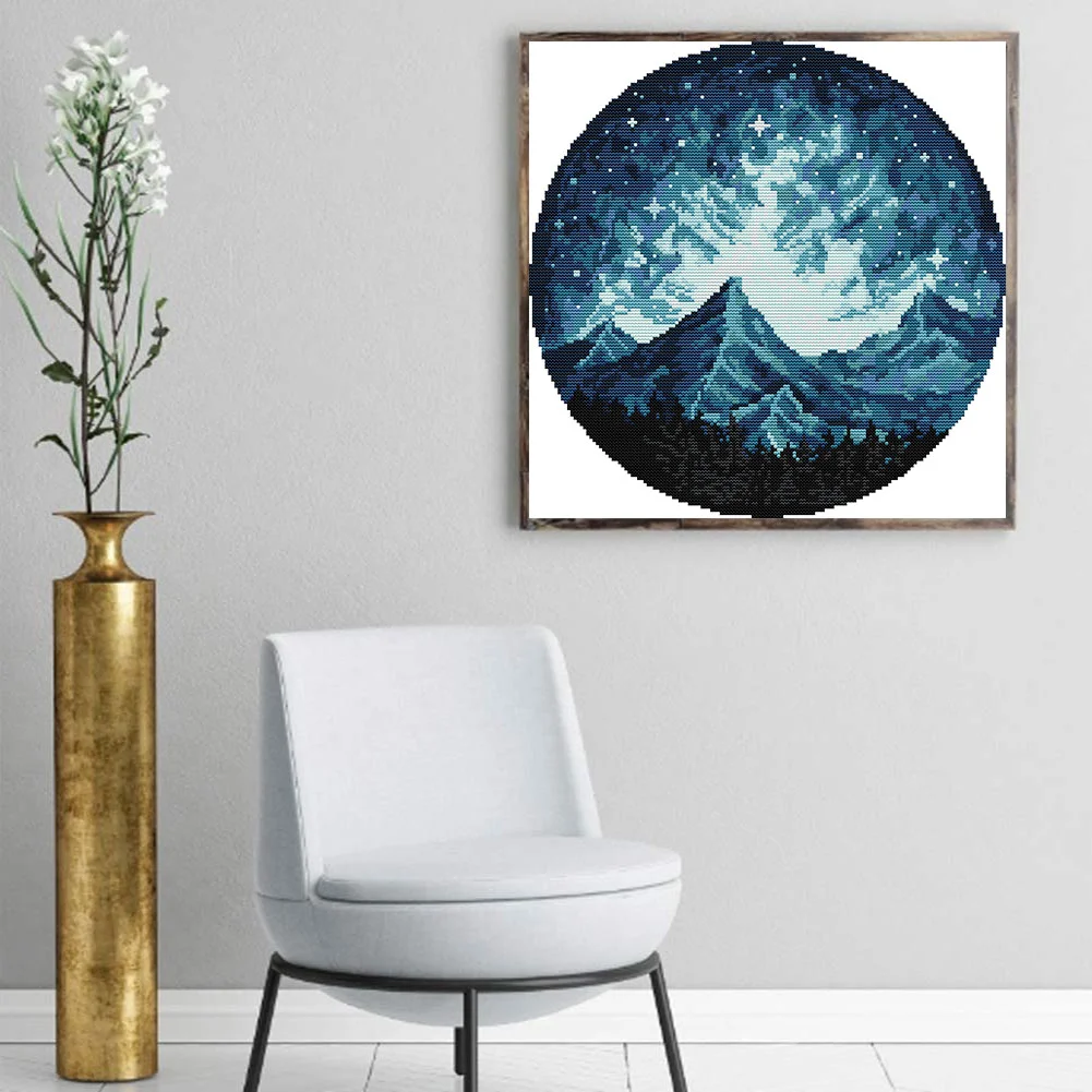 14CT Partial Printed Cross Stitch - Mountain(34*34cm)
