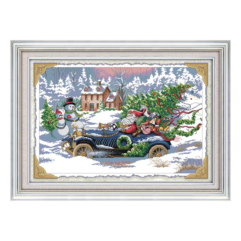

Santa Claus Car - 14CT Stamped Cross Stitch - 60*43cm, 501 Original