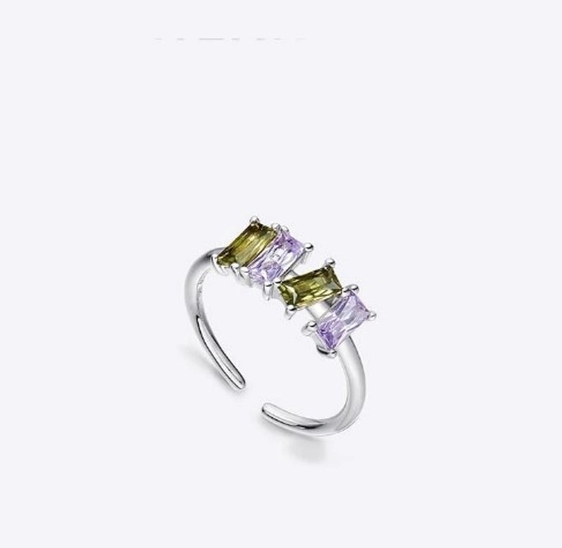 Copper Minimalist Solid Color Inlay Zircon Rings Necklace