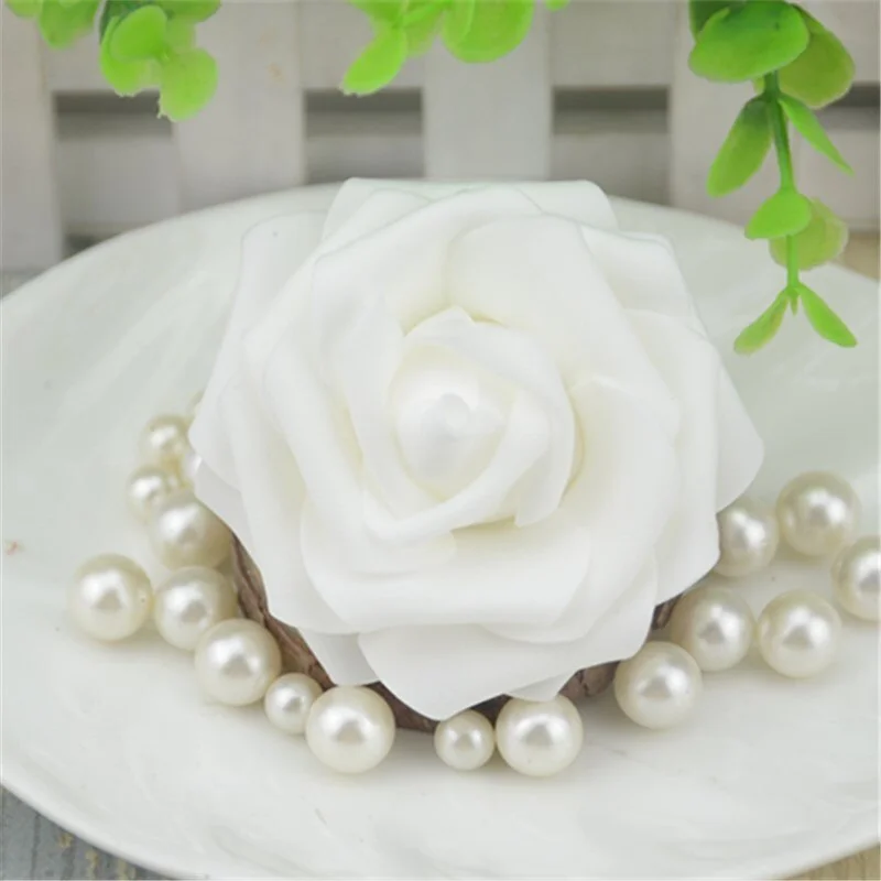 50pcs 7CM Artificial Foam Roses Flower Heads For Home Wedding Decoration Scrapbooking PE Flower DIY Kissing Balls Craft Multi