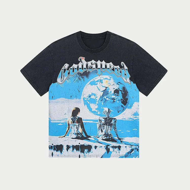 Artificial Intelligence Skull Design Washed T-shirt