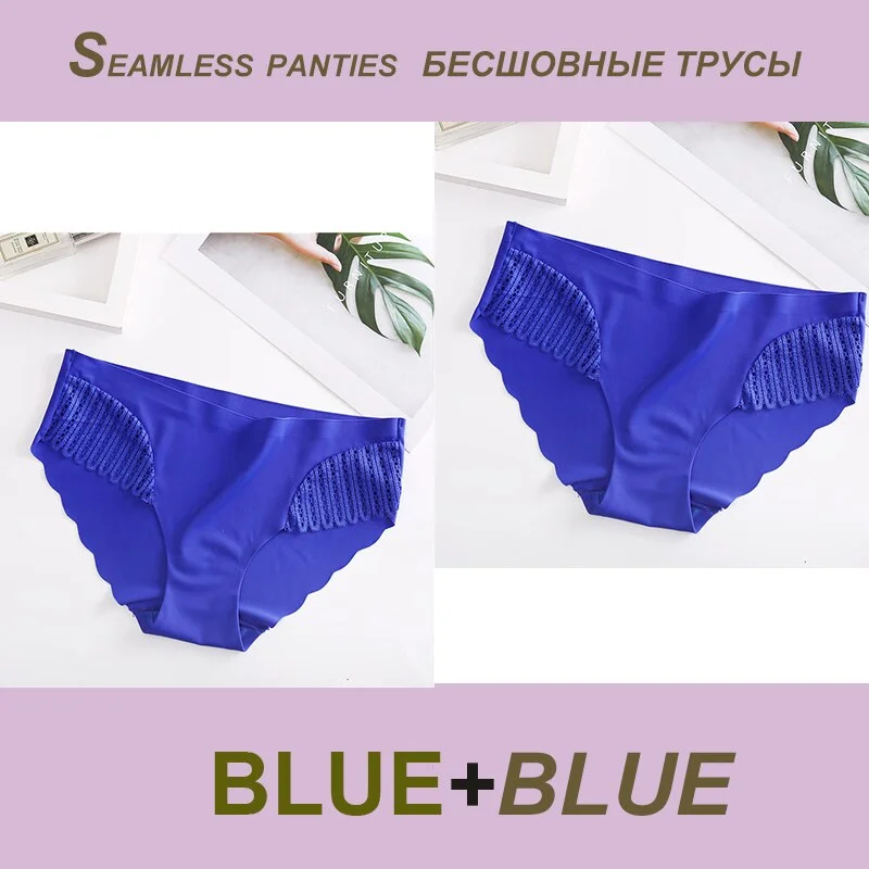 2PCS/Set Sexy Seamless Panties Lace Women Panties Female Briefs  Lingerie Women's Underpants Solid Color Ropa Interior Femenina