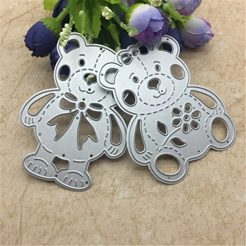2pcs/set Lively Bear Designs Metal Cutting Dies Stencils for Scrapbooking Embossing Album Paper Card Craft