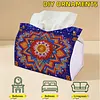 (24cm)Diamond Art Tissue Box Cover DIY PU Desktop Organizer Large(Mandala)