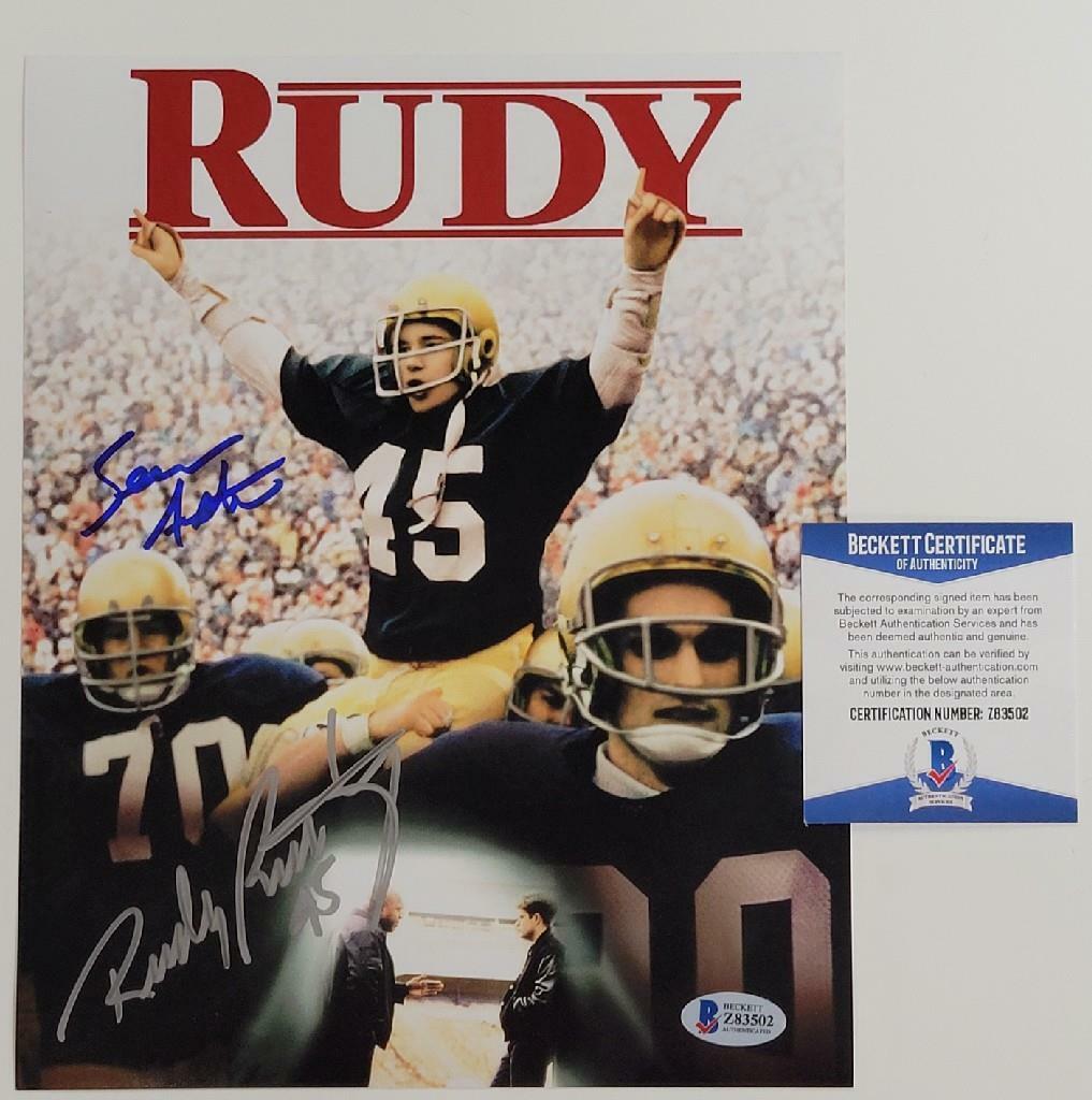 Rudy Ruettiger & Sean Astin dual signed 8x10 Movie Poster Photo Poster painting 2 ~ BAS COA