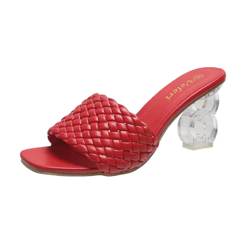 Open Toe Fashion Weave Womens Sandals All Match Roman Shoes Clear Heels Summer Female Luxury Party Zapatos De Mujer Plataforma