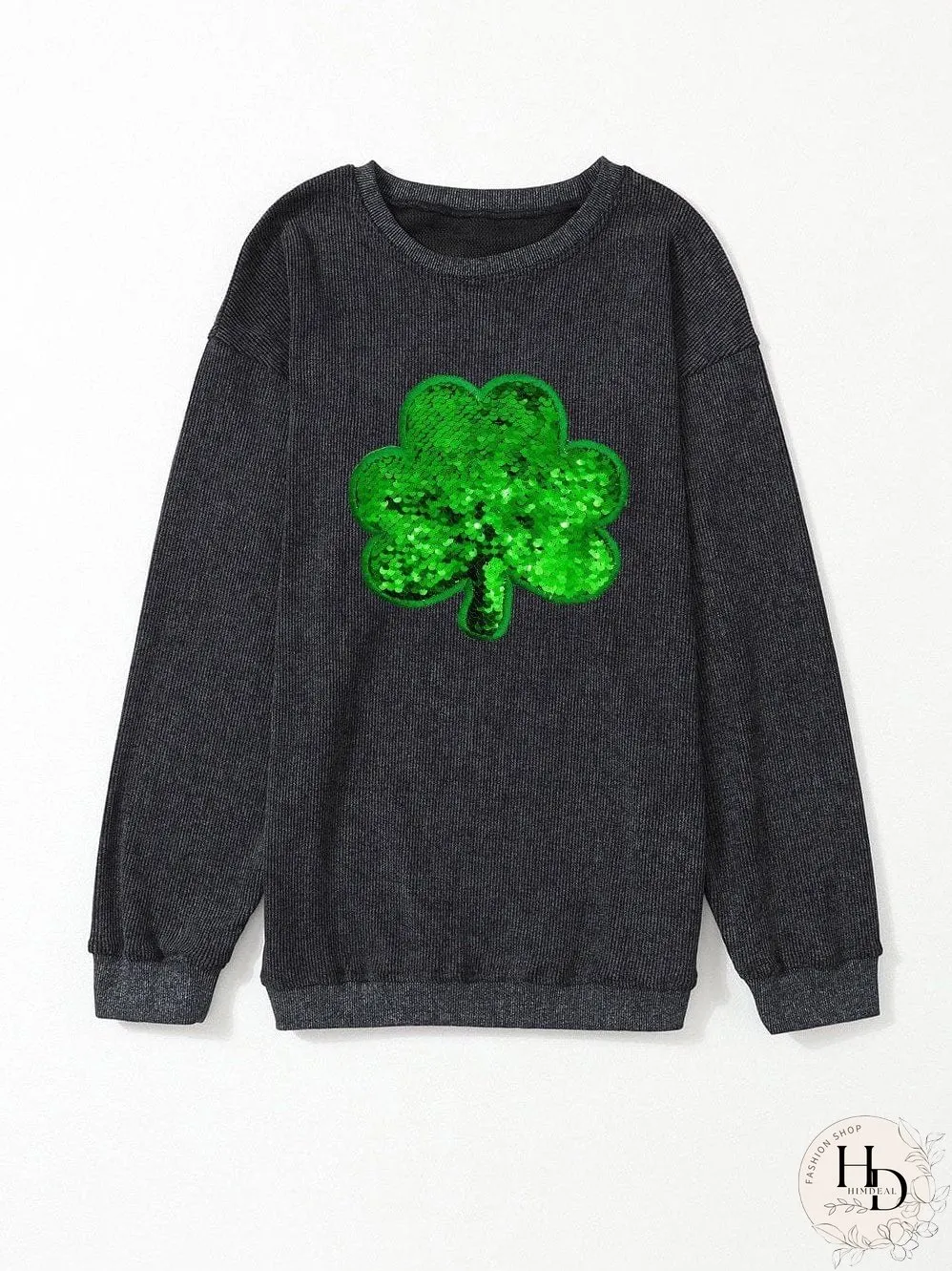 Lucky Clover Embellished Corduroy Sweatshirt