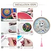 Kit de peinture en perles DIY cheval volant avec cadre rond et pompon de 9,25x9,25 pouces kits d&rsquo;art pour peinture en perles pour adultes d&eacute;butants d&eacute;coration murale