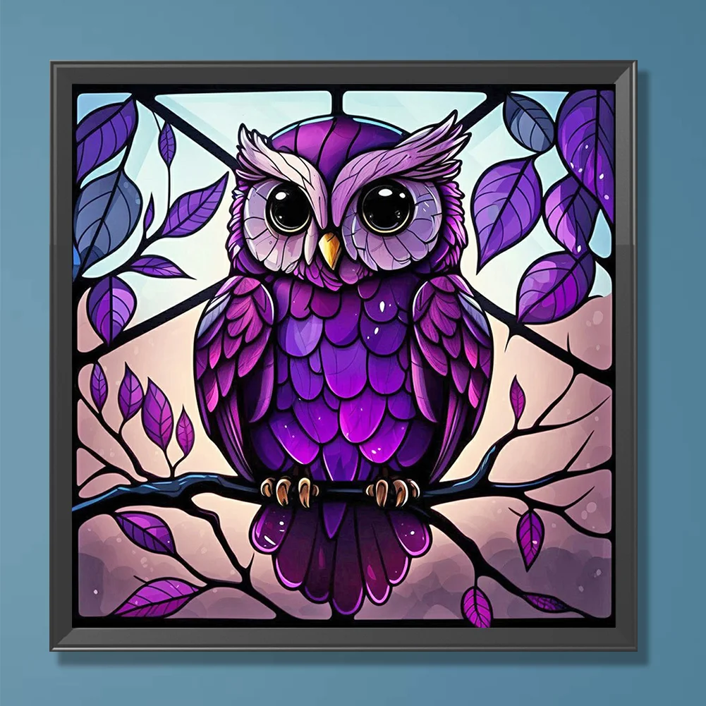 Diamond Painting - Full Round Drill - Stained Glass Owl(Canvas|30*30cm)