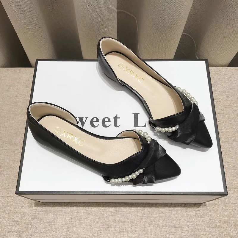 Breakj Breakj And Summer 2025 New Light-Mouthed Sharp Head Flat Side Air Fairy Evening Evening Wind Gentle Temperament Working Single Shoes