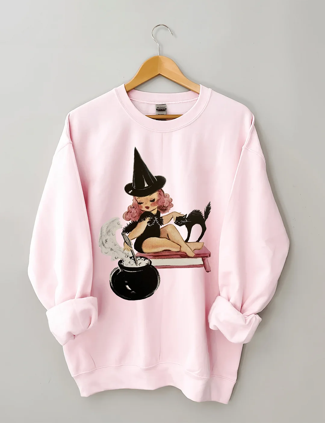 Halloween Little Witch Girl Cat Sweatshirt