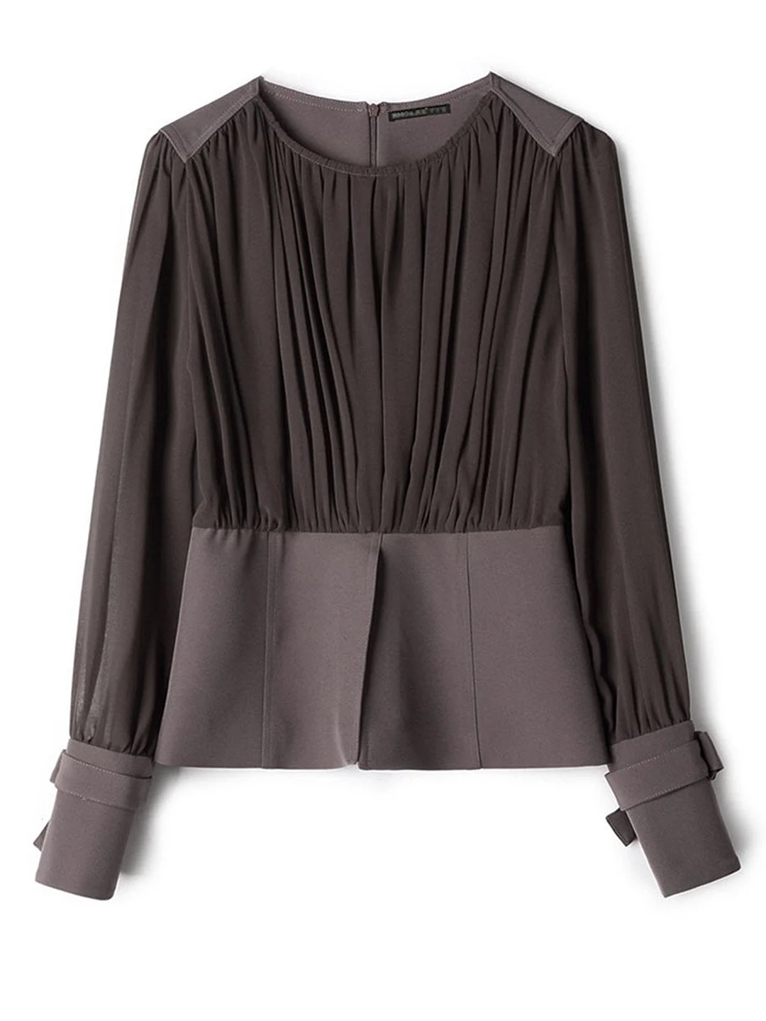 Crew Neck Solid Long Sleeve Elegant Top