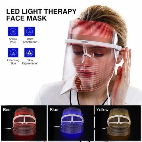 Pornhint 3 Color LED Light Therapy Face Mask Beauty Instrument Facial SPA Treatment