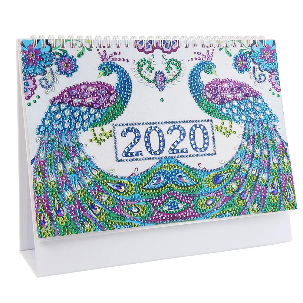 DIY Peafowl Special Shape Diamond Painting 2020 New Year Mini Desk