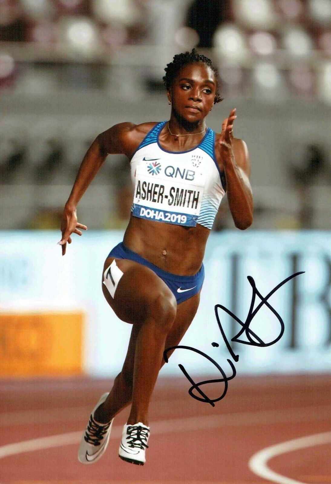 Dina ASHER-SMITH British Sprinter Autograph 2019 Signed 12x8 Photo Poster painting E AFTAL COA