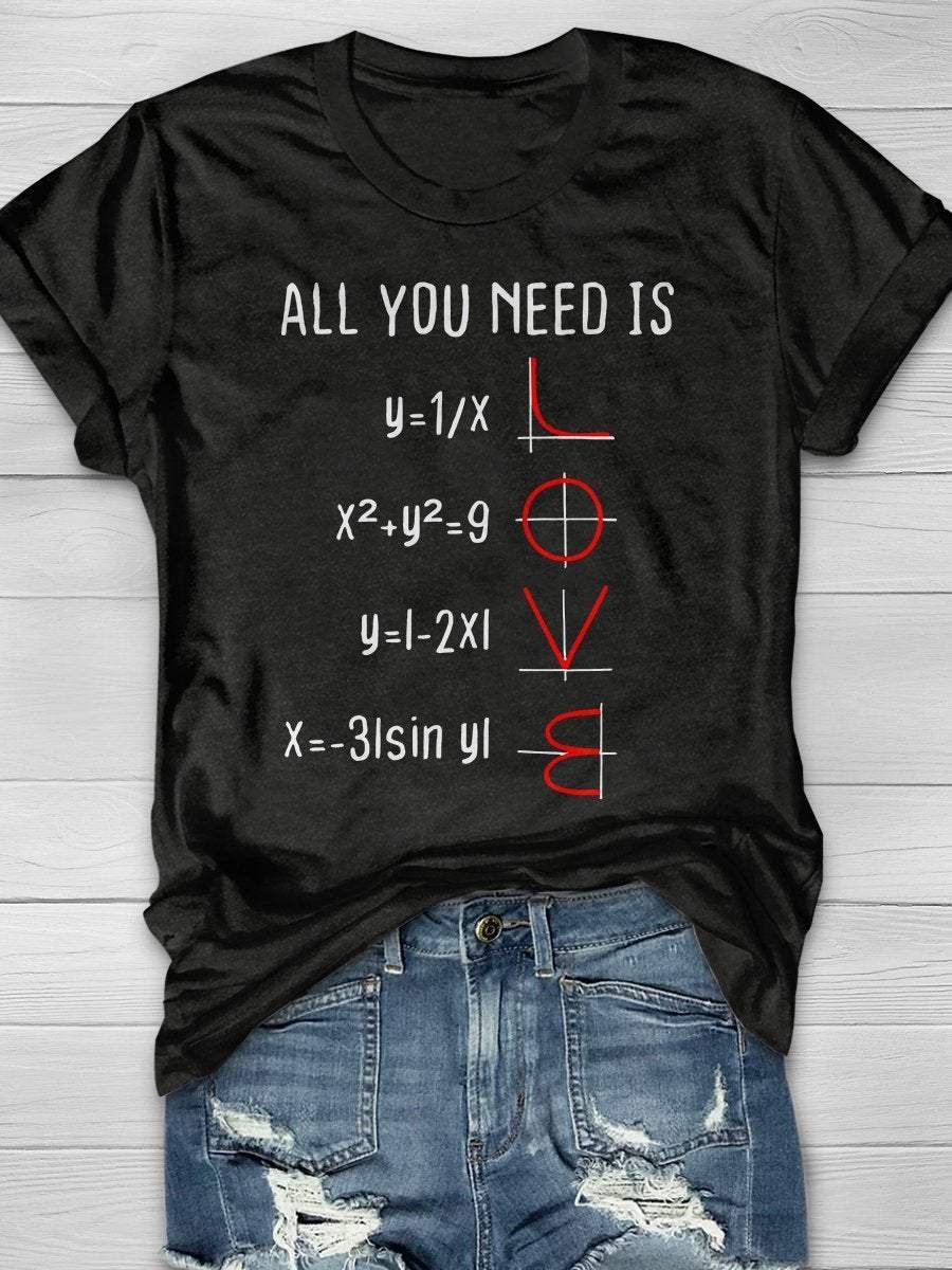 All You Need Is Love Print Short Sleeve T-shirt