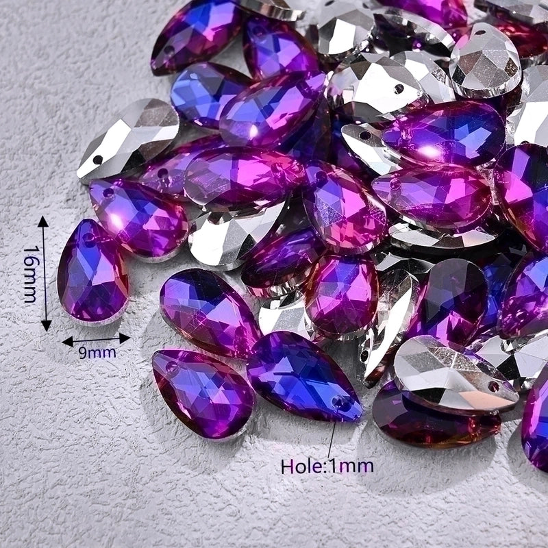 10 PCS/Package 9*16mm Hole 1~1.9mm Glass Electroplate Glass Beads Transparent Glass Beads Water Droplets Transparent Pendant