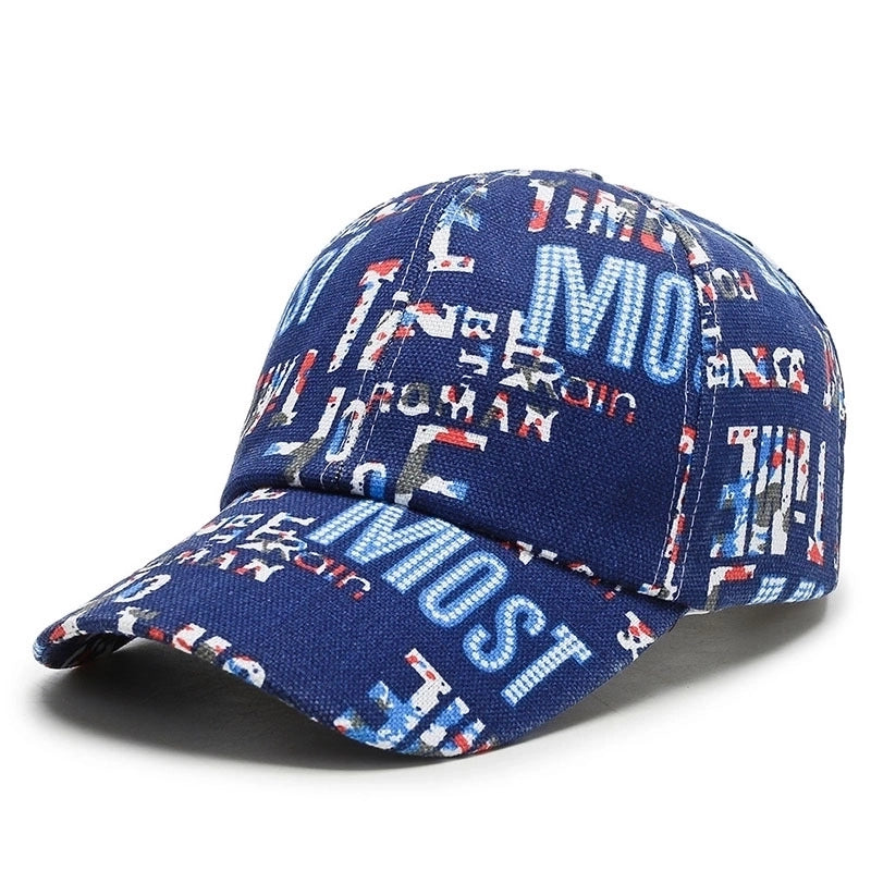 Unisex Basic Color Block Printing Flat Eaves Baseball Cap